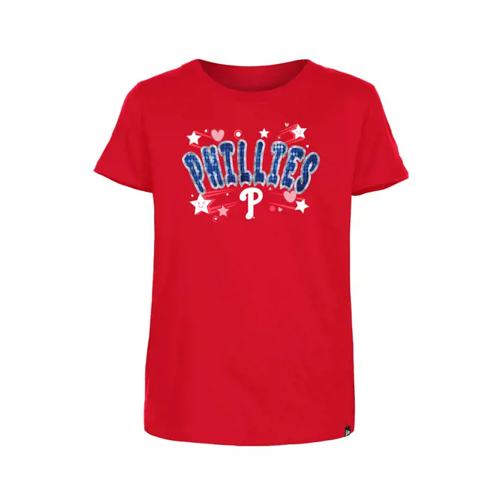 T-shirt court réversible à sequins pour fille Philadelphia Phillies rouge