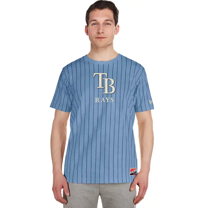 T-shirt manches courtes MLB Tampa Bay Rays NE rayures fines Rétro AST