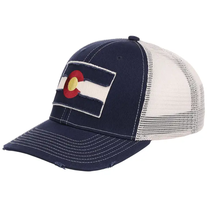 Casquette trucker déchirée et usée Colorado marine/ivoire