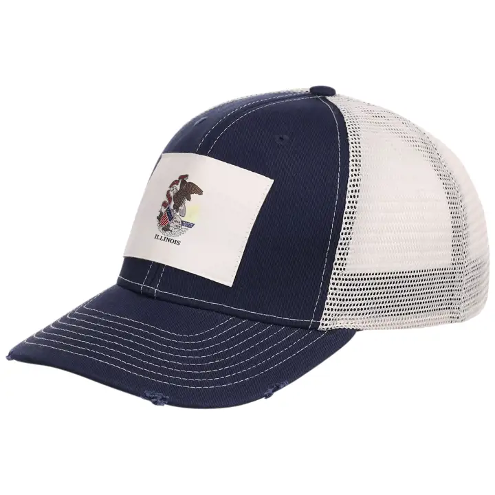 Casquette de camionneur Illinois déchirée bleu marine/IVO