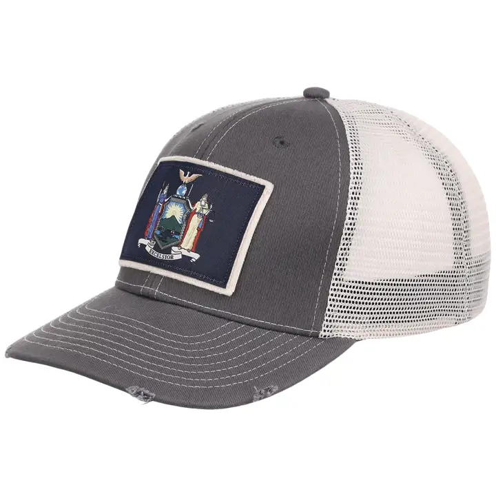 Casquette trucker déchirée New York anthracite/ivoire