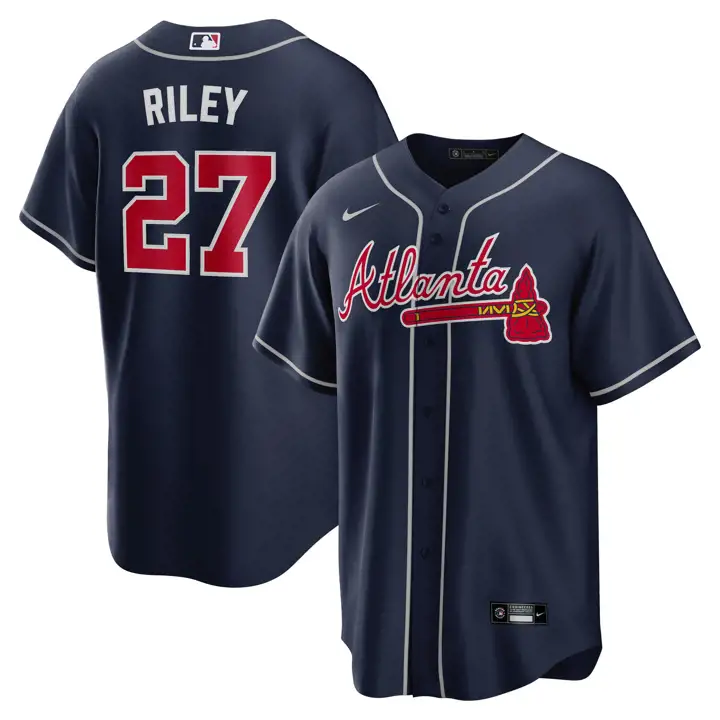 Maillot réplique officiel des joueurs MLB des Braves d'Atlanta Austin Riley