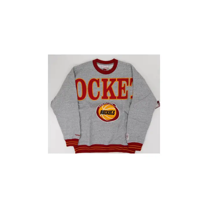 HOUSTON ROCKETS NBA FULL FIELD SATIN FLEECE CREW H-GRAY