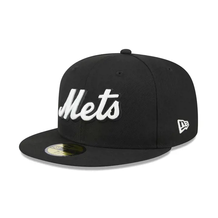 New York Mets MLB Black Glow 59FIFTY BLK/BLK/GRY