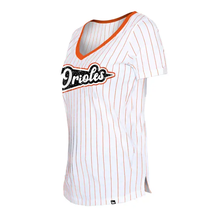 T-shirt Femme Orioles MLB à pendentif rayé NE WHT/ORG