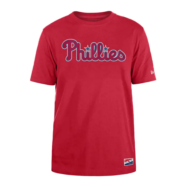 T-shirt rouge à manches courtes avec logo 2 frappes MLB des Phillies de Philadelphie