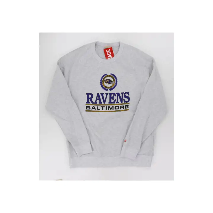 Ravens Hommage Blason Ravens Col Rond GRIS CHINÉ Motif Horizontal