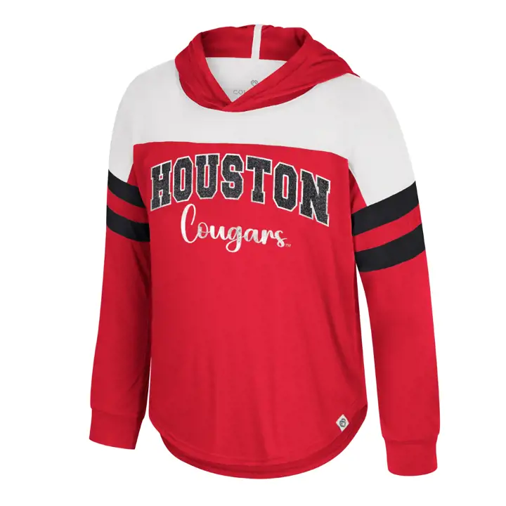 Houston Cougars NCAA Fille - Haut à Capuche Manches Longues Rouge 'Reflection'