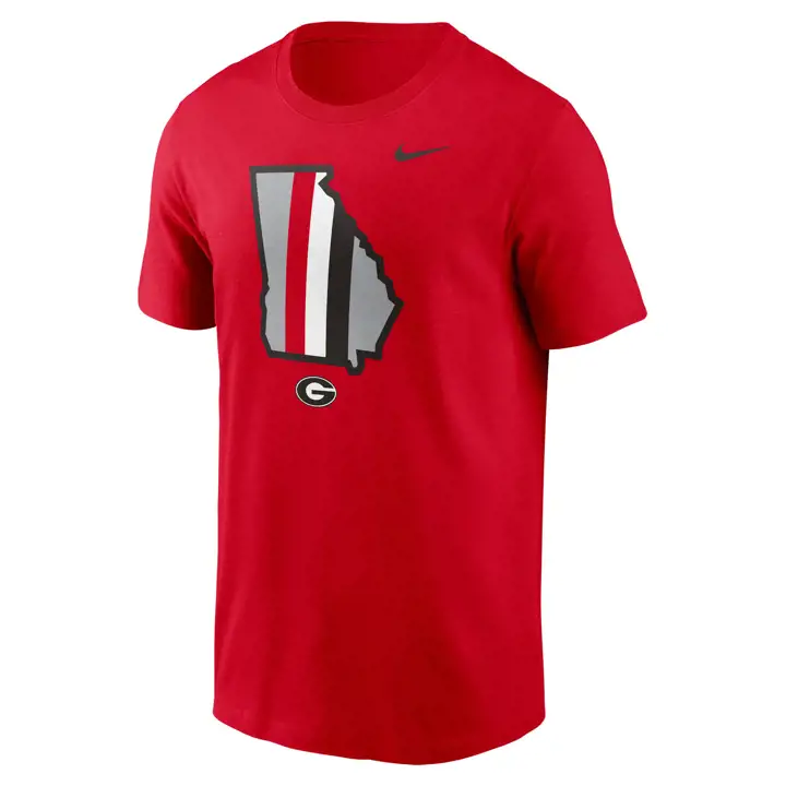T-shirt rouge Georgia Bulldogs motif carte de l'état NCAA