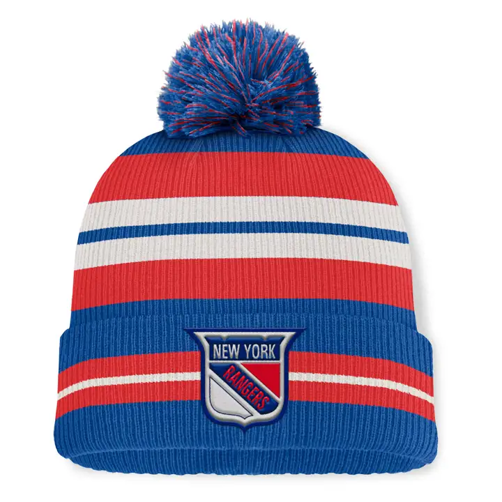 New York Rangers NHL Décennies Pom Knit Marine/ROUGE
