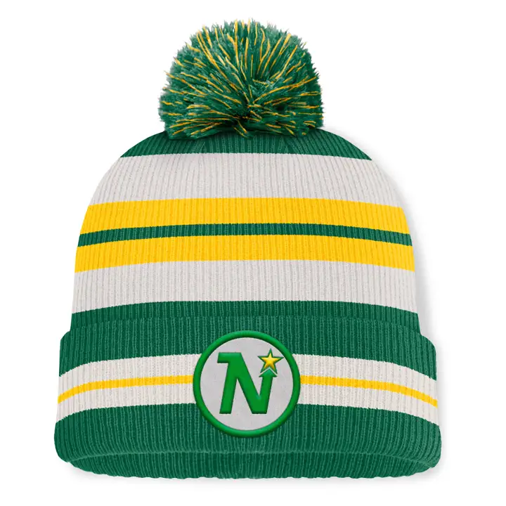 Minnesota North Stars LNH Decades Pompon Tricot Vert Foncé/ Jaune