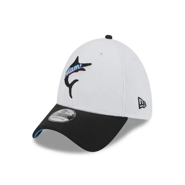 Miami Marlins MLB NEW ERA COMBO LOGO 39THIRTY Blanc/noir