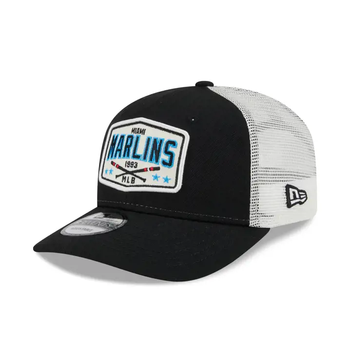 Casquette trucker 9SEVENTY avec patch chauve-souris MLB New Era des MIAMI MARLINS Noire