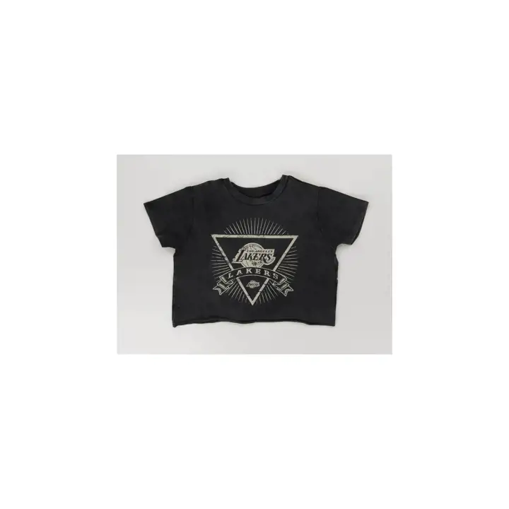 T-shirt délavé à manches courtes avec concepts de la NBA féminine des Lakers de Los Angeles