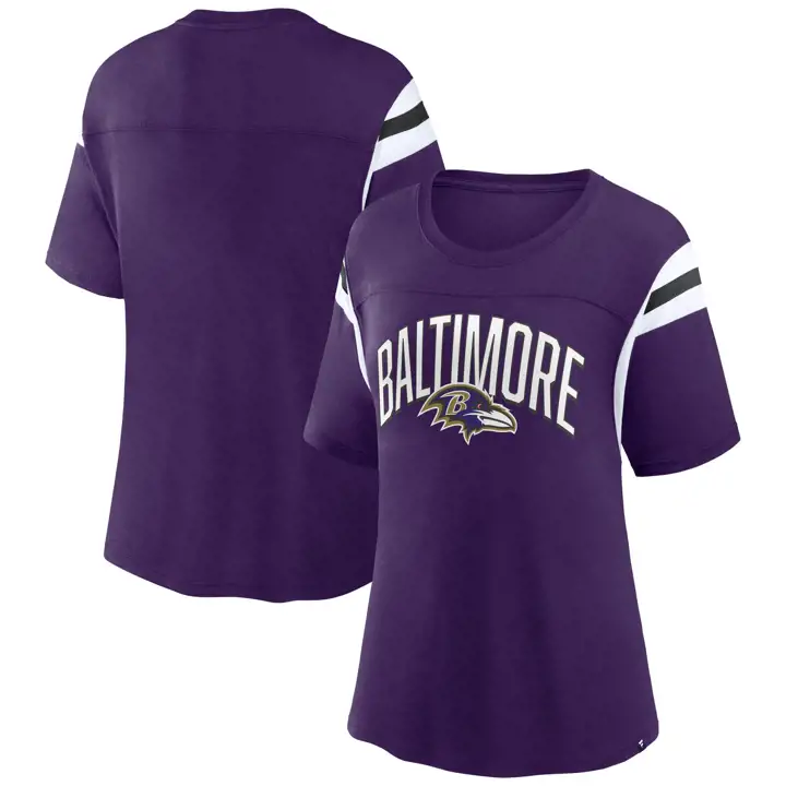 Ravens Haut Fundamentals Manches Courtes Fanatics Femme MauveFoncé/Blanc/Noir