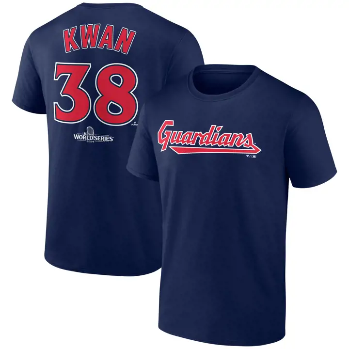 T-shirt Les Guardians de la MLB participant aux Séries mondiales N&N 24 Steven Kwan Bleu marine