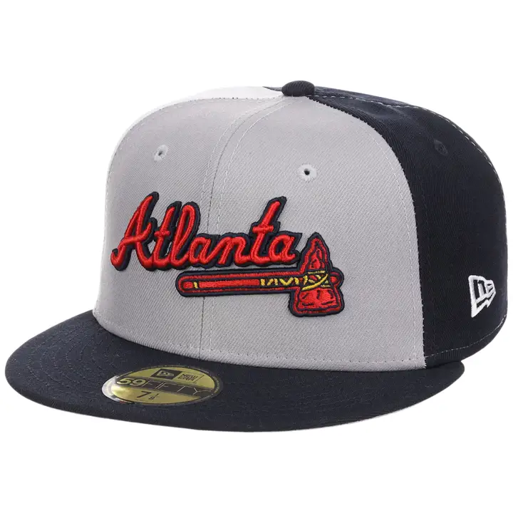 Atlanta Braves MLB LHD Maillot Pinwheel 59FIFTY Gris/bleu marine/gris