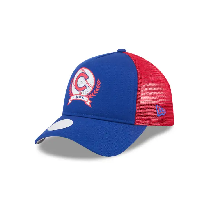 Casquette trucker 9FORTY réglable pour femme New Era MLB des Chicago Cubs, bleue