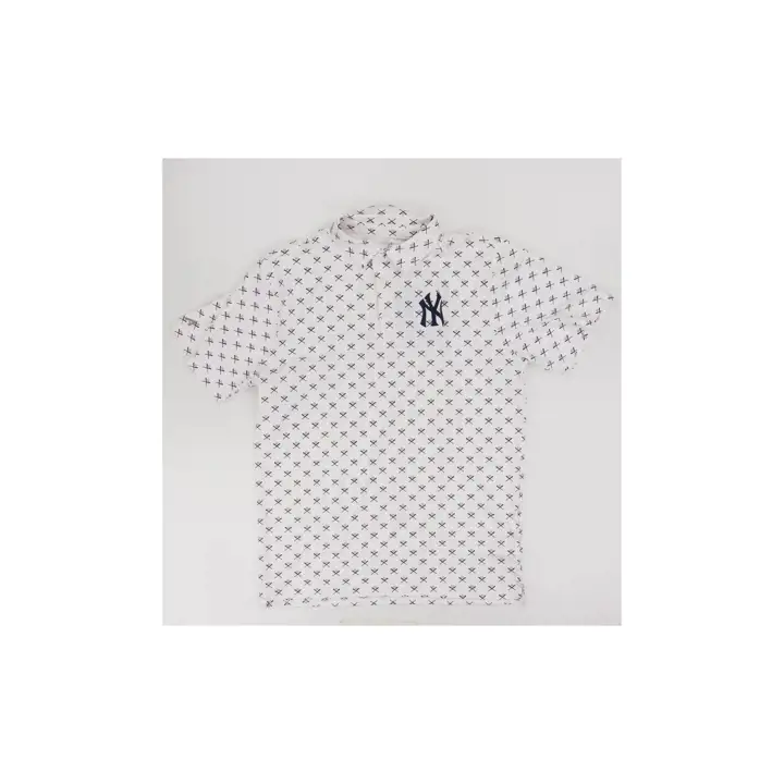 New York Yankees Polo MLB Strike Out imprimé Blanc/Ast