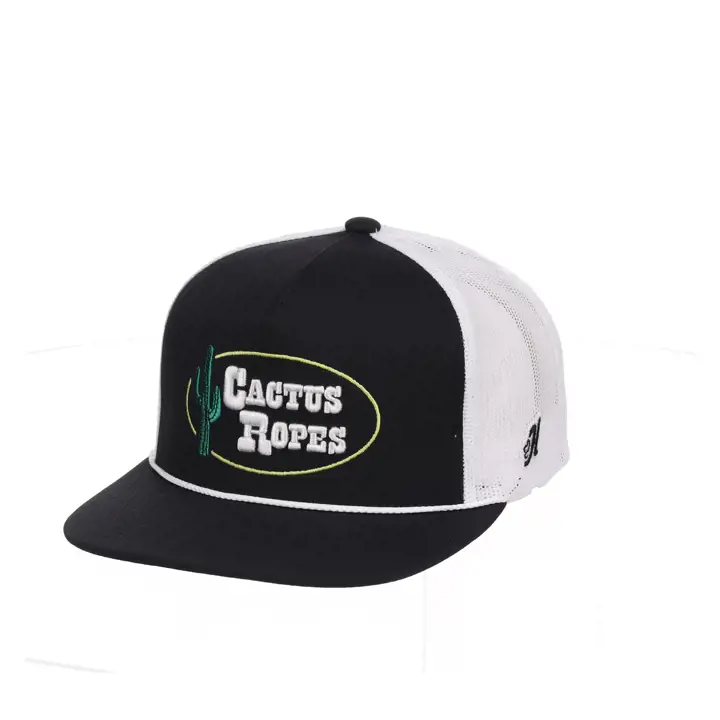 Casquette Hooey Cactus Ropes 2.0 Rope Trucker noire/blanche