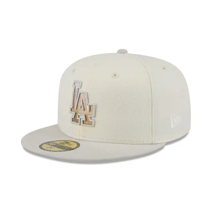 Los Angeles Dodgers Casquette 59FIFTY Exclusive LHD en Coton Stone Chromé