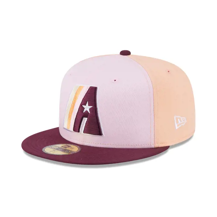 Casquette 59FIFTY exclusive Houston Astros LHD JAN Tequila Sunrise rose