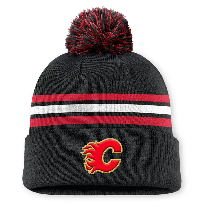 Calgary Flames 25 NHL AP Bonnet à pompon avec revers N/R/B