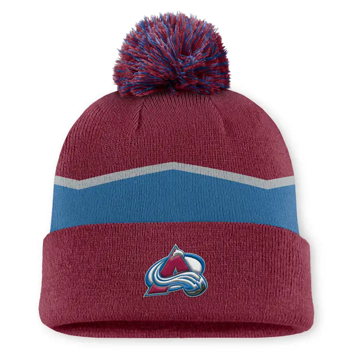 Colorado Avalanche 25 NHL AP Bonnet à pompon avec revers ROUGE/BLEU/GRIS