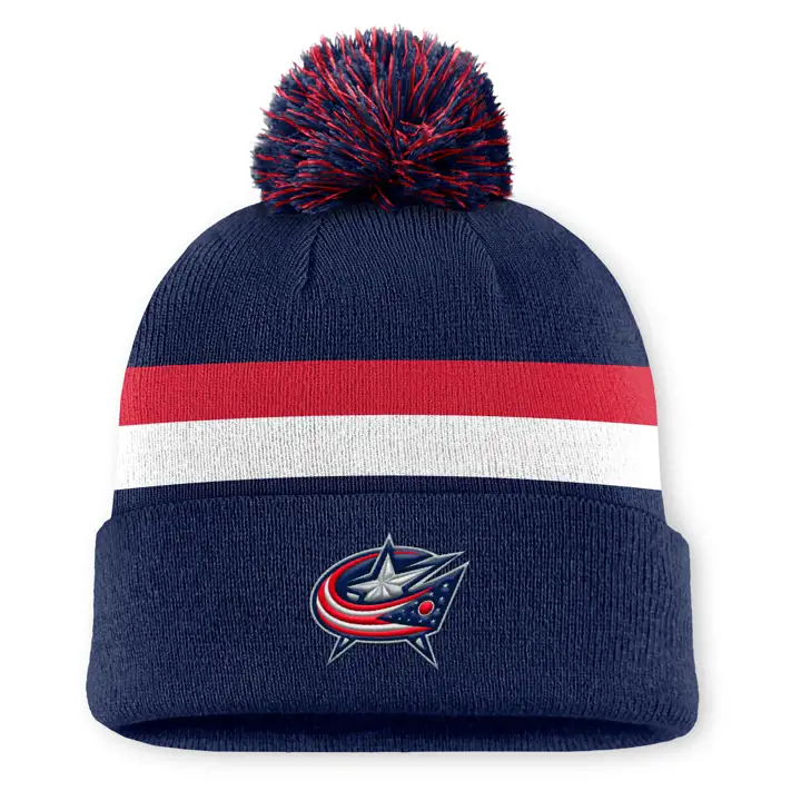 Bonnet à pompon Columbus Blue Jackets 25 NHL AP Cuffed Navy/WHT/RED