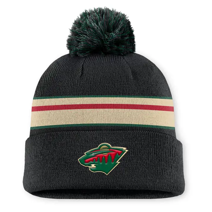 Minnesota Wild 25 LNH AP Bonnet à pompon BLK/IVO/VDF