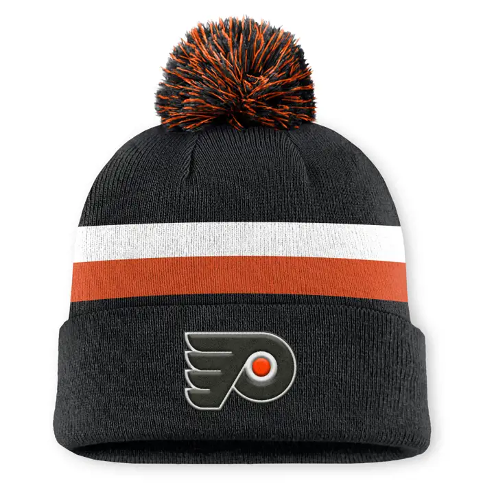 Philadelphia Flyers 25 NHL AP Bonnet à pompon avec revers Noir/Blanc/Orange