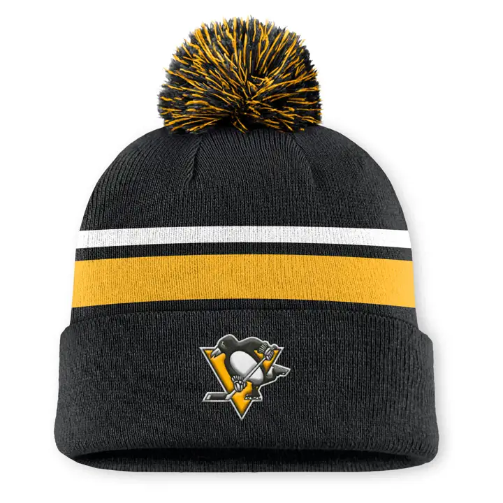 Pittsburgh Penguins 25 NHL AP Bonnet à pompon BLK/YEL/WHT