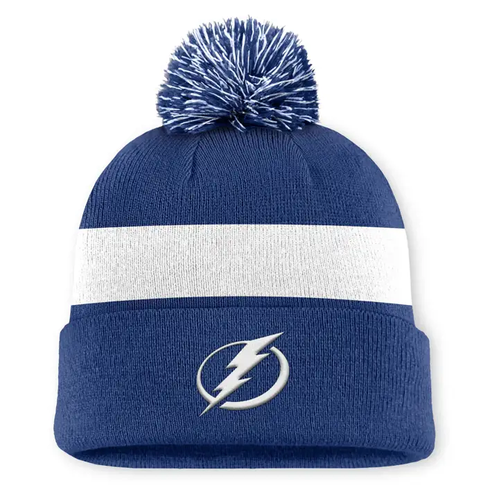 Tampa Bay Lightning Bonnet à pompon avec revers 25 NHL AP BLEU/BLANC