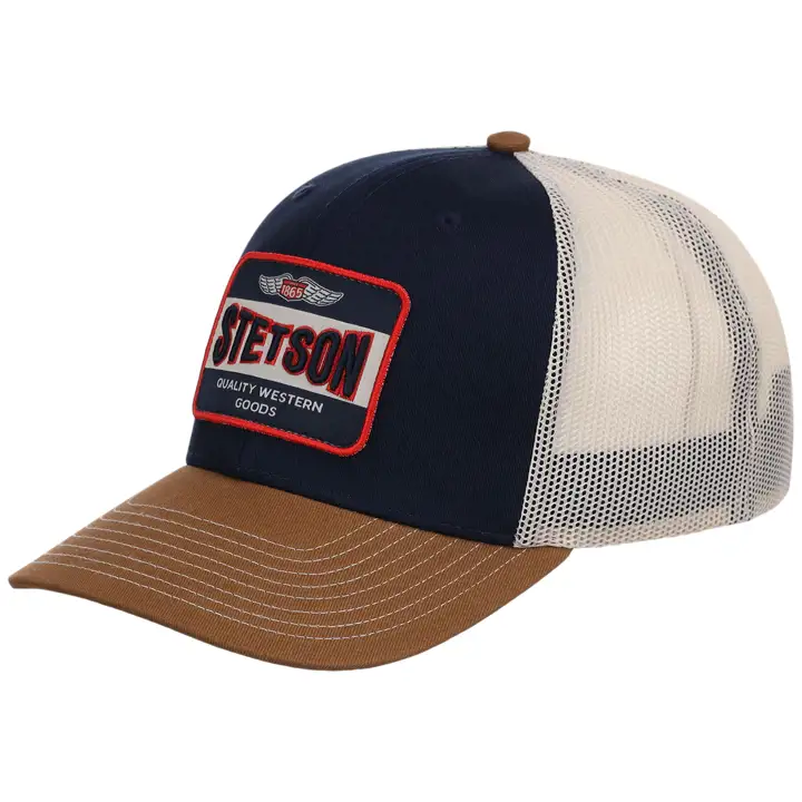 STETSON VINTAGE PATCH 6 PANEL TRUCKER Navy/Brn