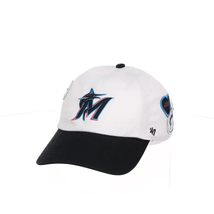 Casquette Miami Marlins MLB Local Patches '47 Clean Up blanc/noir