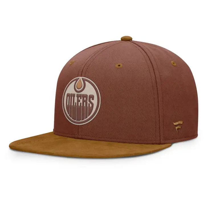 Casquette snapback en suède toile des Oilers d'Edmonton de la LNH, marron