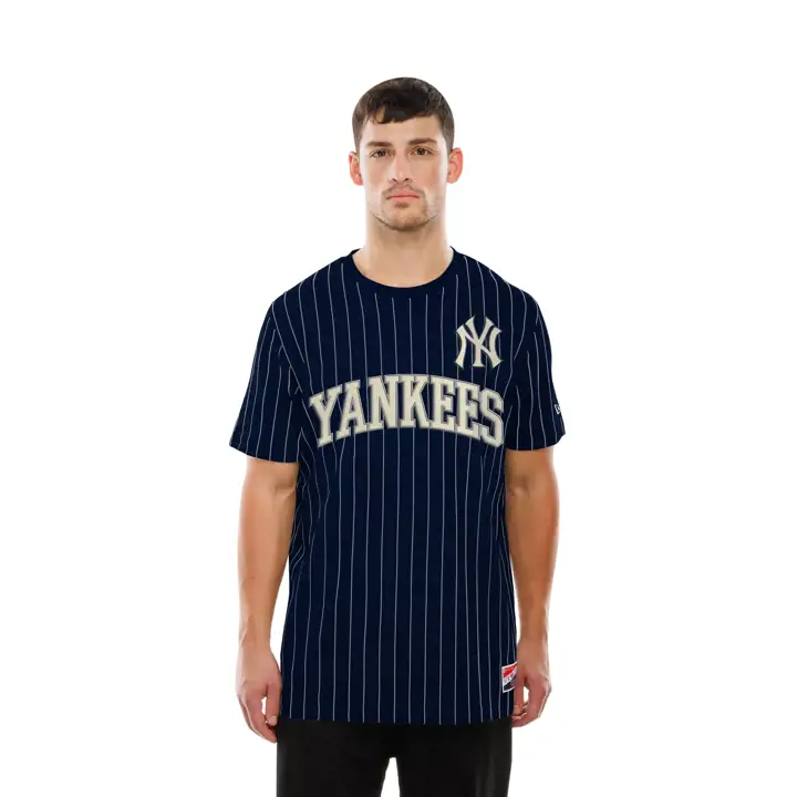 T-shirt à rayures New York Yankees MLB NE Throwback 25 BLEU