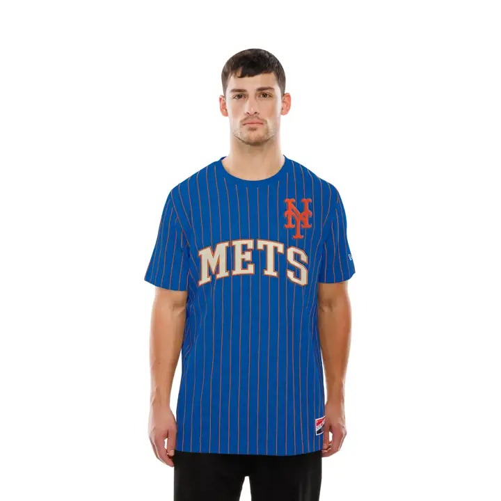 T-shirt rayé New York Mets MLB NE Throwback 25 bleu