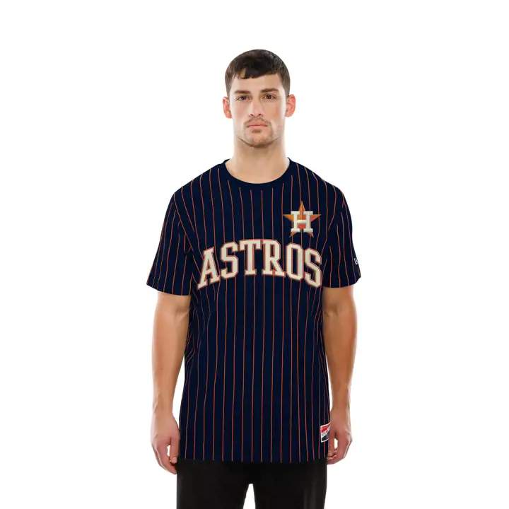 T-shirt à rayures pinstripe Houston Astros MLB NE Throwback 25 Marine