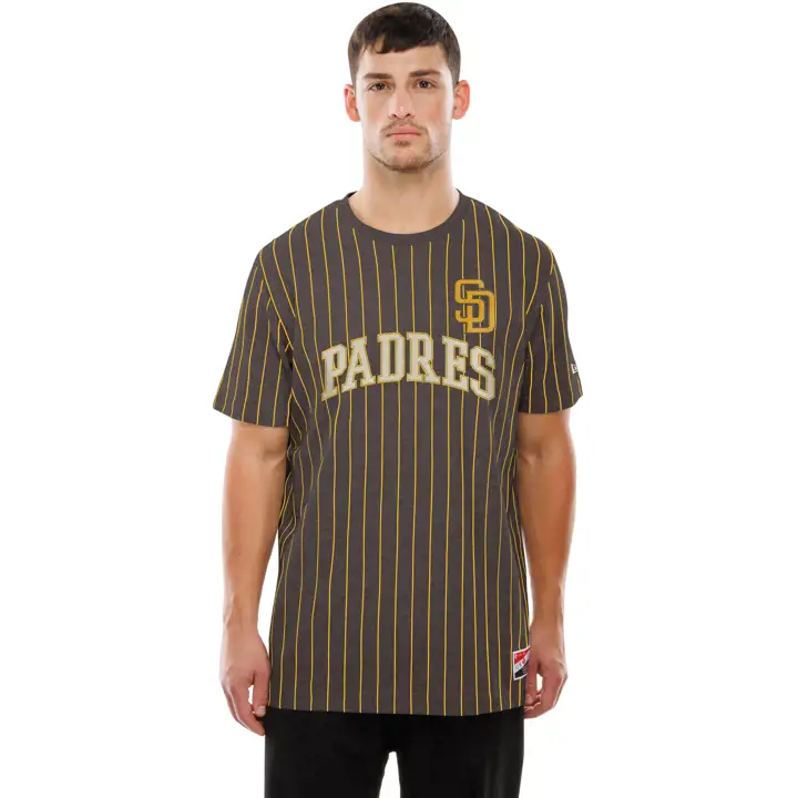 T-shirt rayé rétro MLB NE San Diego Padres 25 BRN