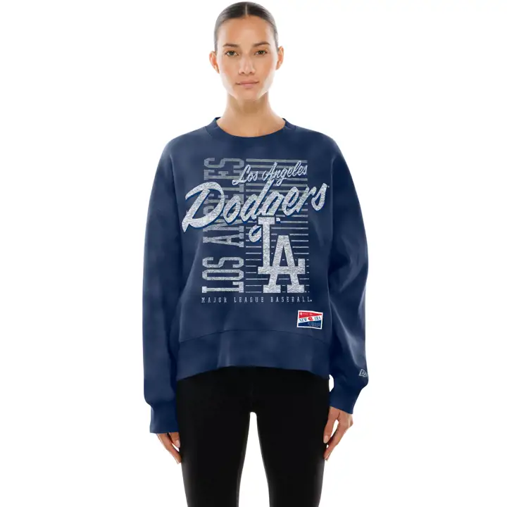 Los Angeles Dodgers Pull Ras du Cou Délavé Rétro MLB pour Femme 25 BLEU