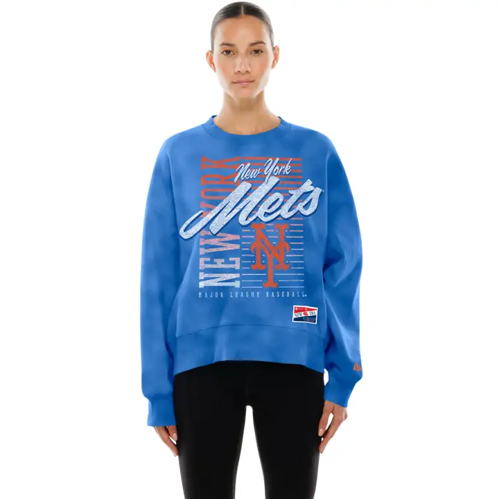 New York Mets Femme MLB Vintage Lavé Col Ras du Cou 25 BLEU