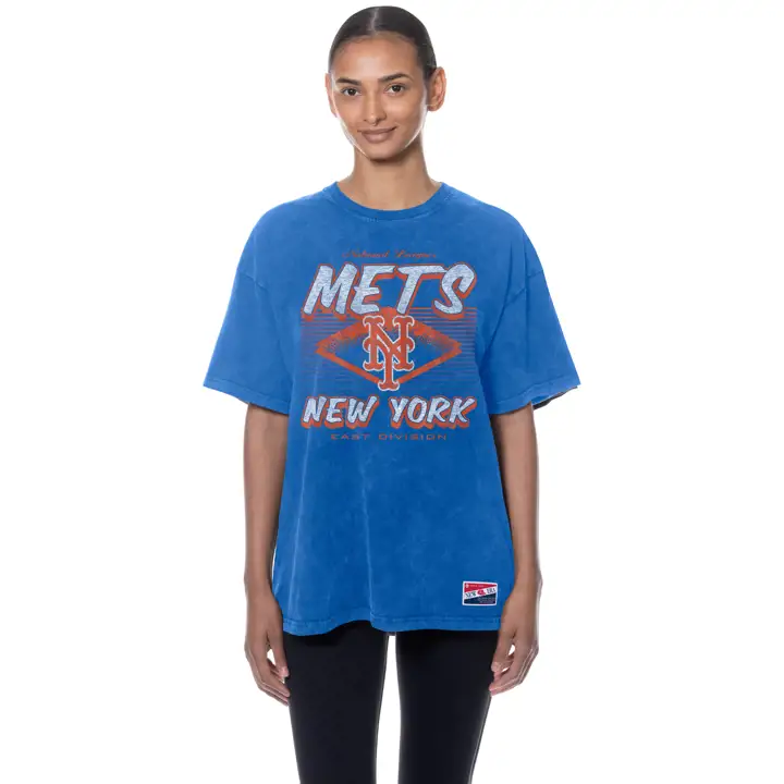 T-shirt lavé rétro MLB femme New York Mets 25 BLEU