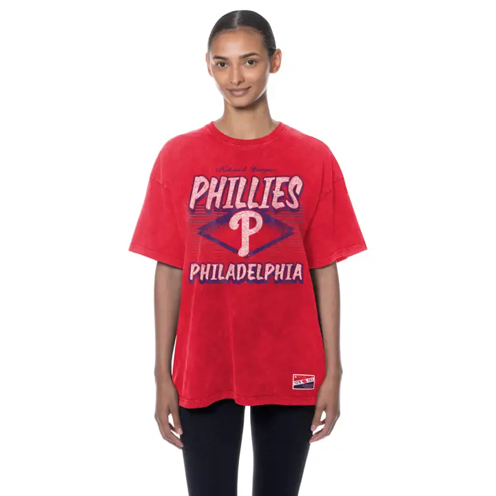 T-shirt lavé rétro MLB pour femme Philadelphia Phillies 2