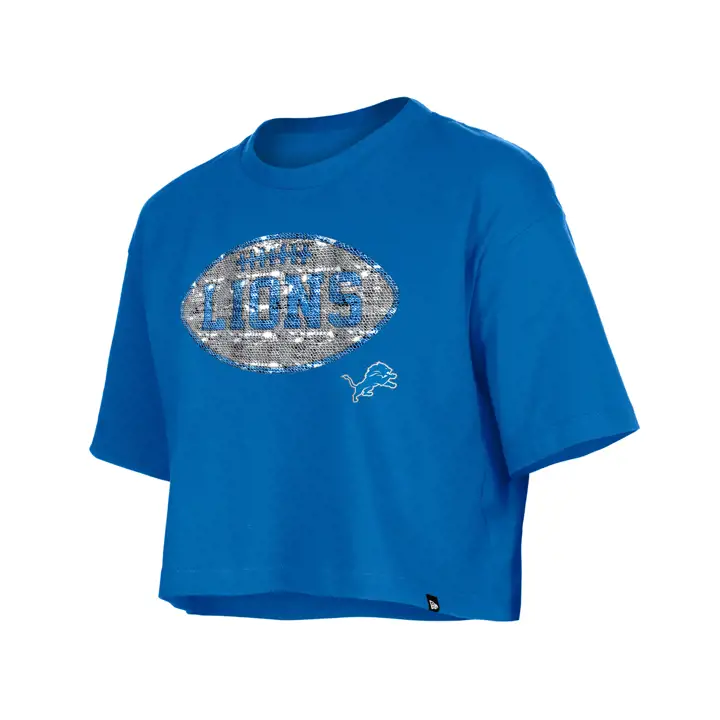 T-shirt bleu NFL Youth Football Detroit Lions à sequins réversibles