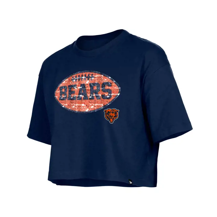T-shirt enfant NFL des Chicago Bears à sequins réversibles bleu marine