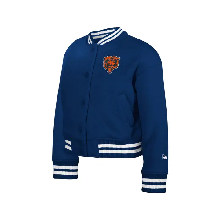 Veste universitaire Chicago Bears NFL pour jeunes, à boutons-pression sur le devant, couleur bleu marine