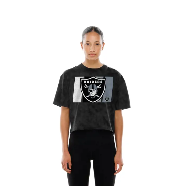 Las Vegas Raiders NFL, t-shirt femme New Era Panel Logo, taille 25, noir