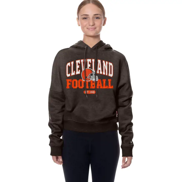 CLEVELAND BROWNS NFL Femme New Era Sweat à capuche double mélange 25 marron