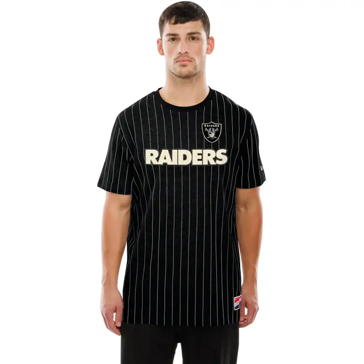T-shirt à rayures New Era Las Vegas Raiders NFL pour homme 25 BLK